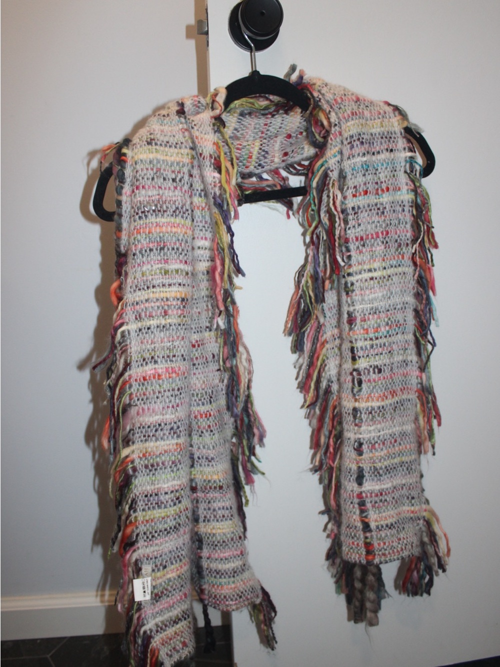 Chiralea Chicago Multi-Color Textured Open Knit Scarf – Boho Fringe Winter Wrap